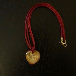 glass heart necklace,